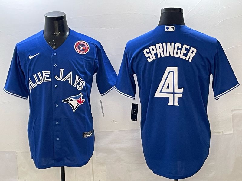 Men 2025 Toronto Blue Jays #4 Springer Blue Game Nike MLB Jersey style 07->toronto blue jays->MLB Jersey